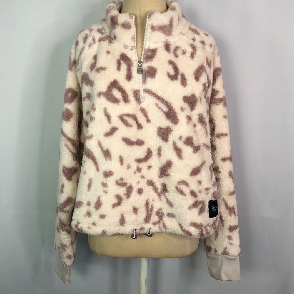 Calvin Klein Performance Quarter-Zip Fleece Animal Print  Size L